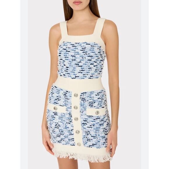 Milly Dresses & Skirts - Milly Blue and Cream Tweed Mini Dress